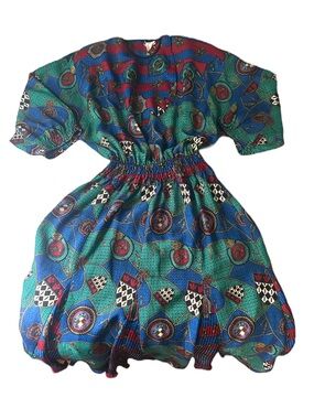 diane freis vintage midi women’s dress multicolor 1980s